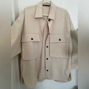 Zara Shacket Oversized Khaki